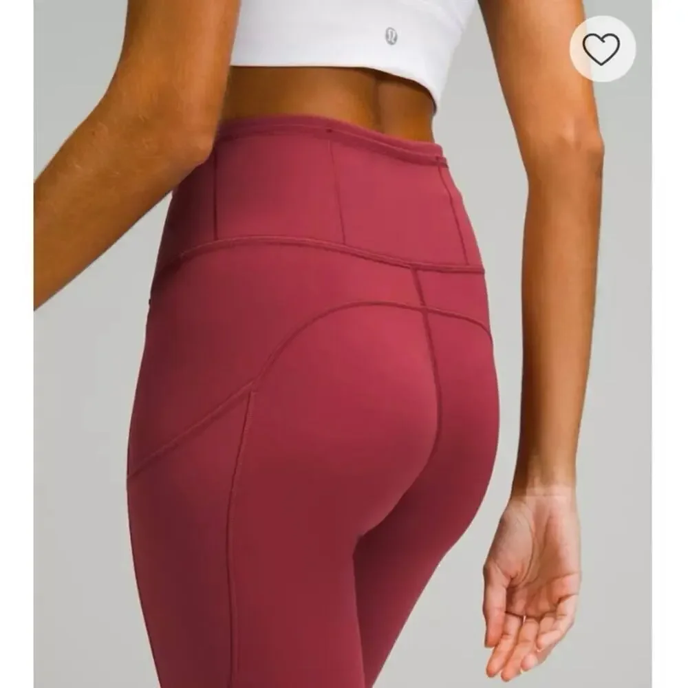 NWOT Lululemon Fast & Free Brushed Nulux 25” High-Rise Tight Red Maroon Size 2